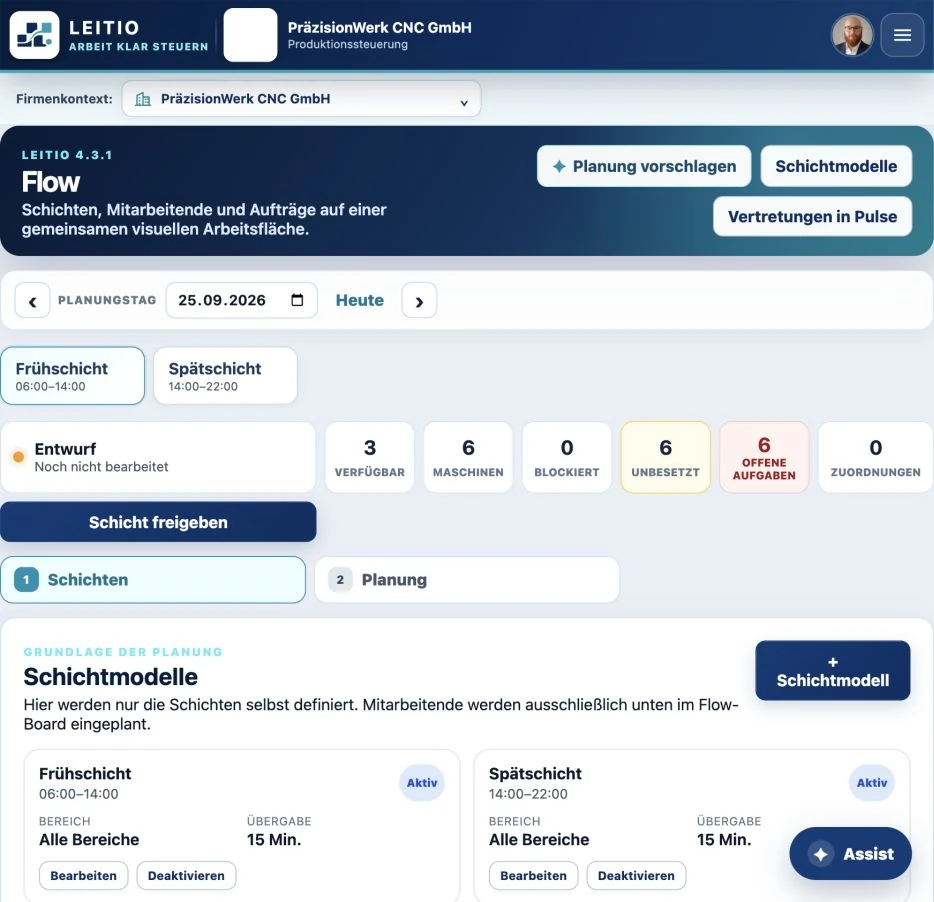 LEITIO Flow bei PräzisionWerk CNC